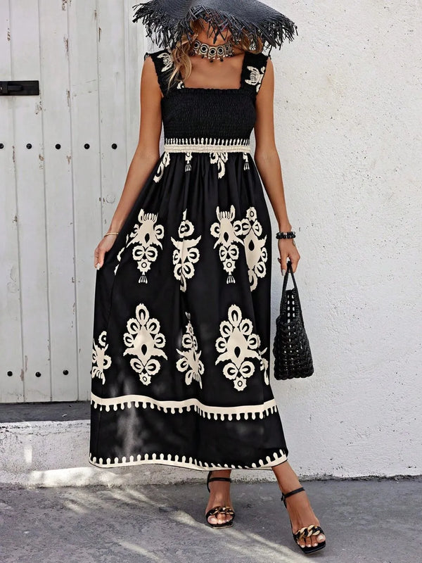 smocked-printed-wide-strap-maxi-dress OhSoStyled - Sophia's Style in Rust-1